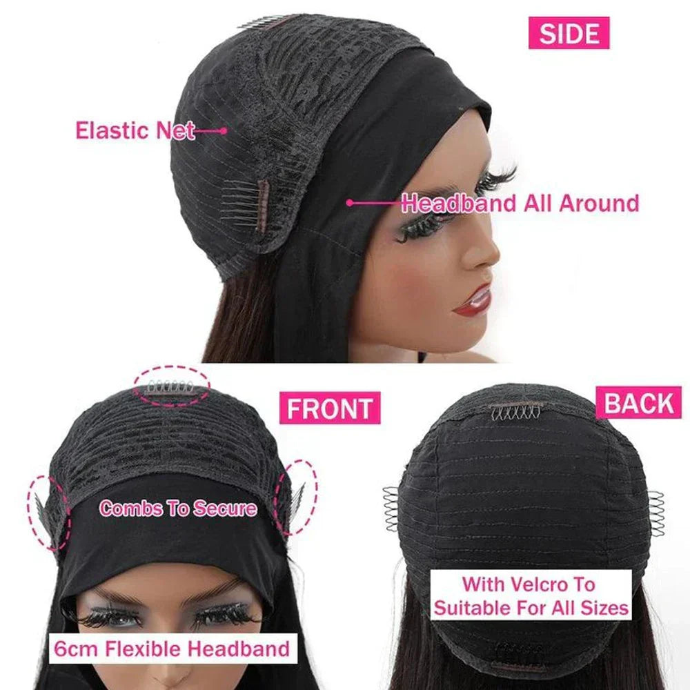 Headband Wig Water Wave Human Hair Wigs